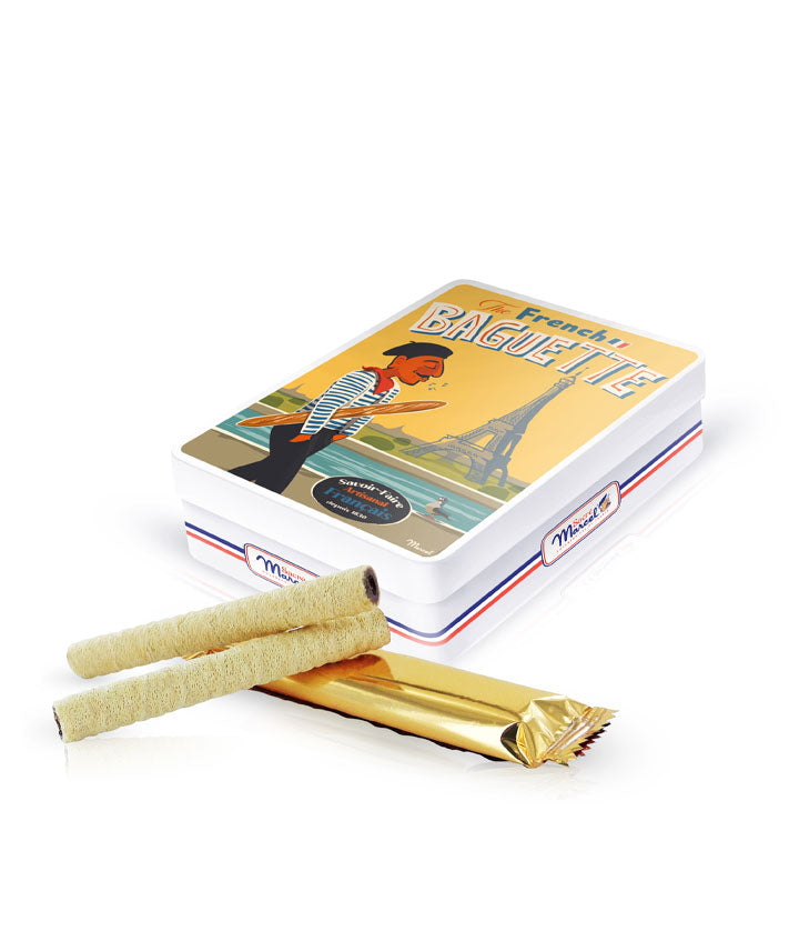 Boîte métal “French Baguette” - 6 Flûtes feuilletées chocolat noisette