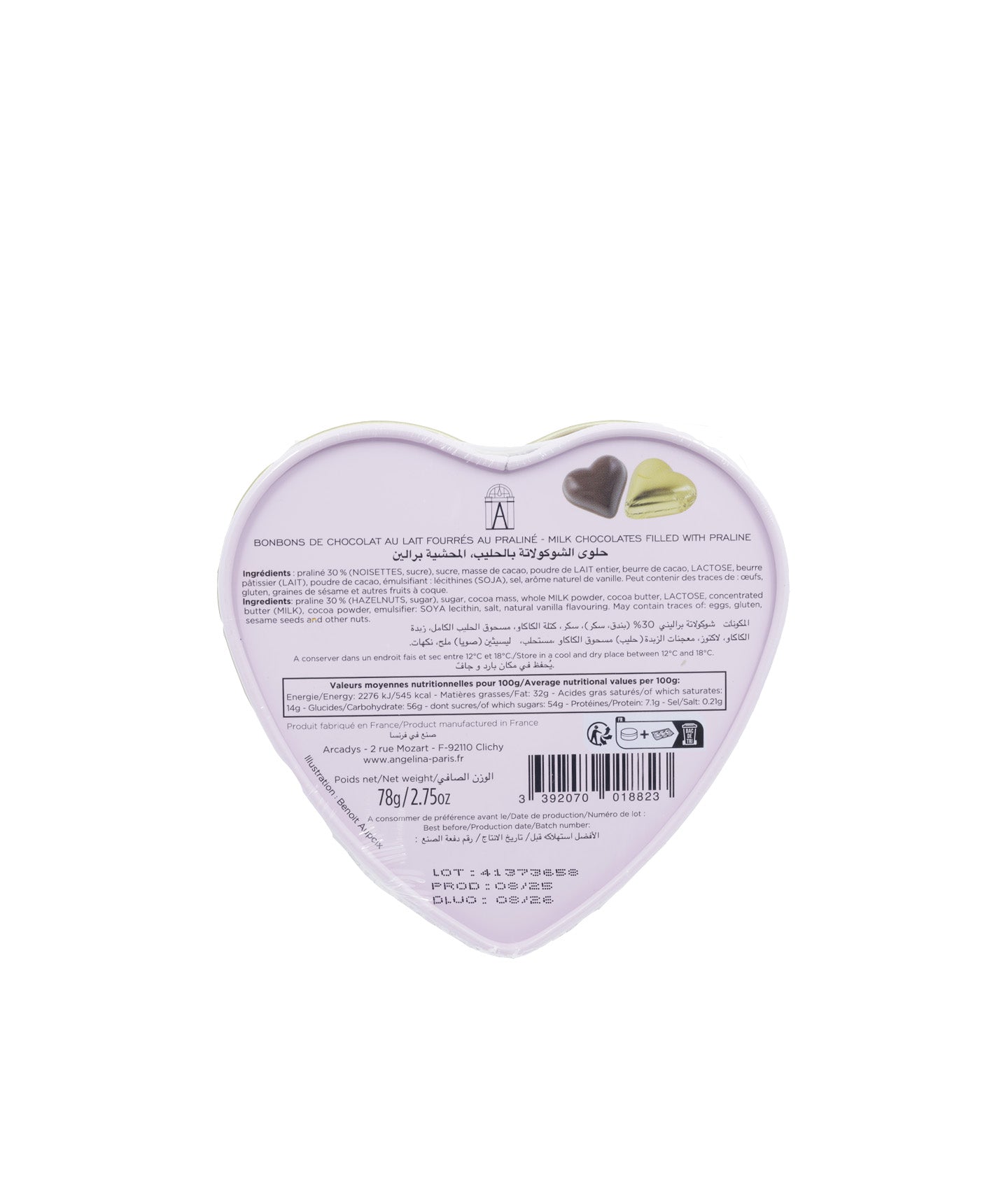 Boîte cœur pralinés