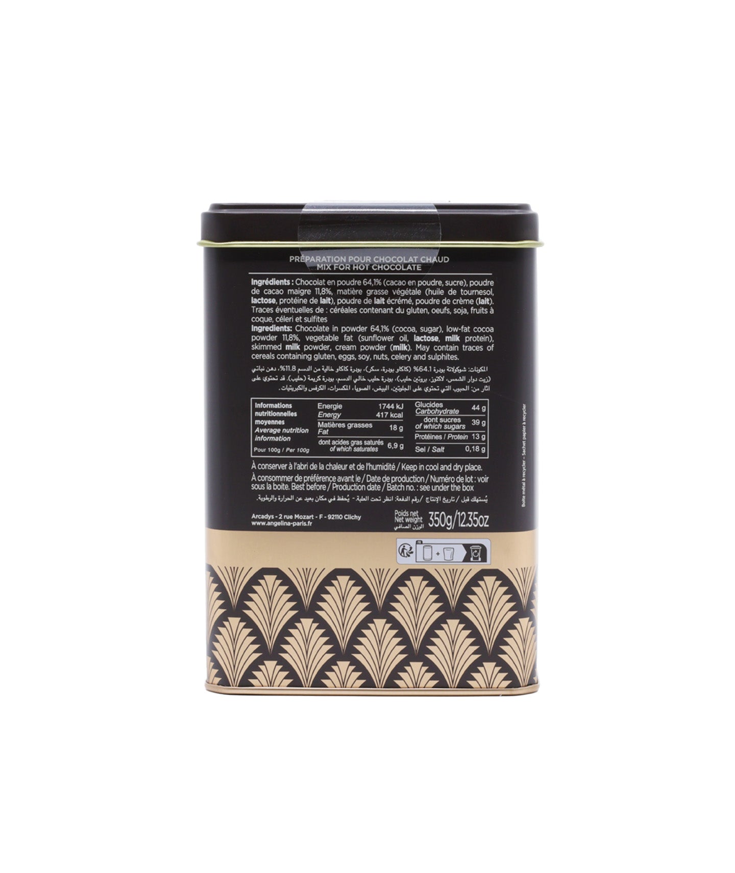 Préparation en poudre pour chocolat chaud - Boîte métal
