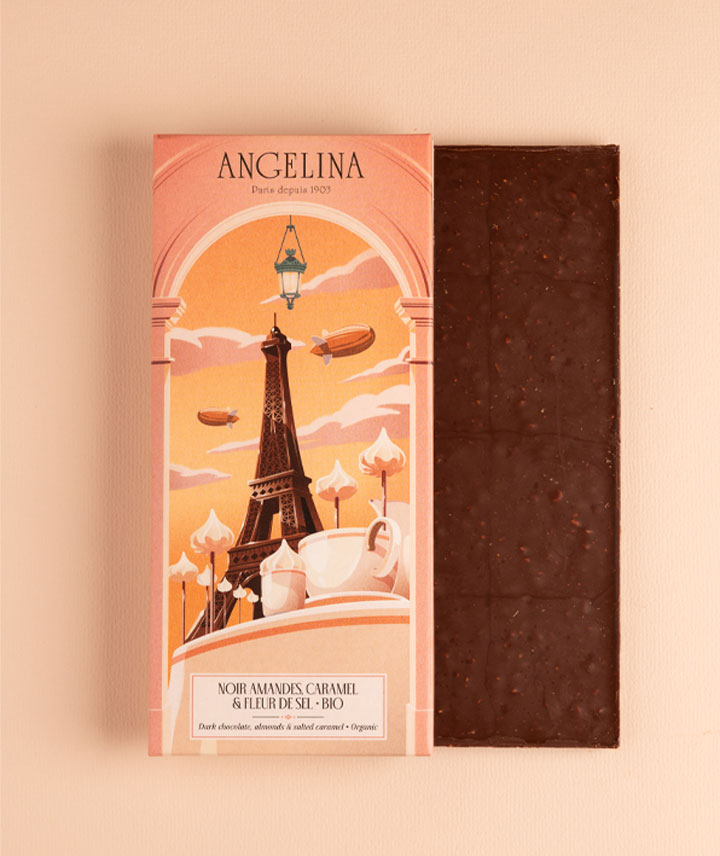 Tablette chocolat noir amandes caramel fleur de sel bio