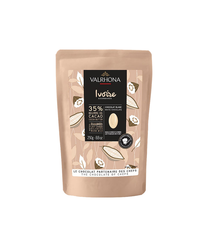 Sachet de fèves chocolat blanc ivoire 35%