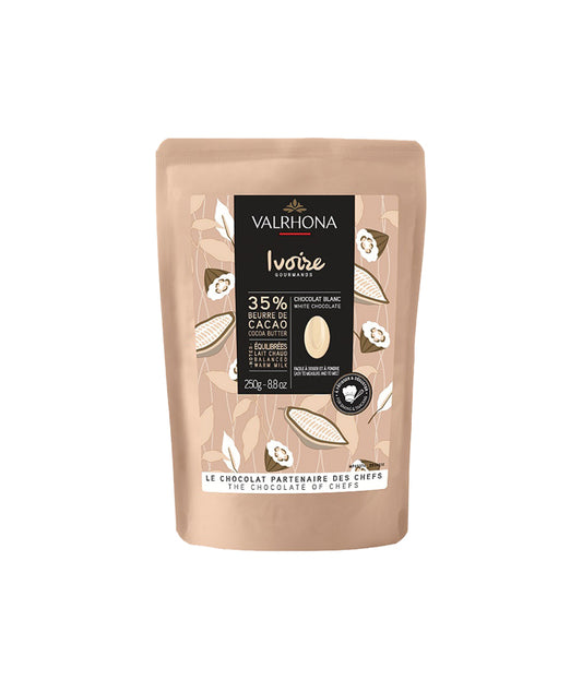 Sachet de fèves chocolat blanc ivoire 35%