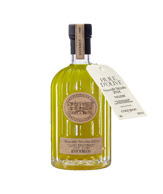 Huile d’olive vierge extra Nouvelle Récolte 2024 - 500ml CHÂTEAU D'ESTOUBLON vue face aux Galeries Lafayette Le Gourmet
