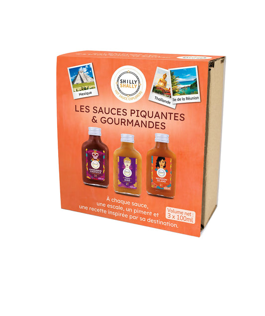 Coffret Cadeau 3 Sauces Piquantes - Force 5 à 9/12 - Les Escales Incontournables