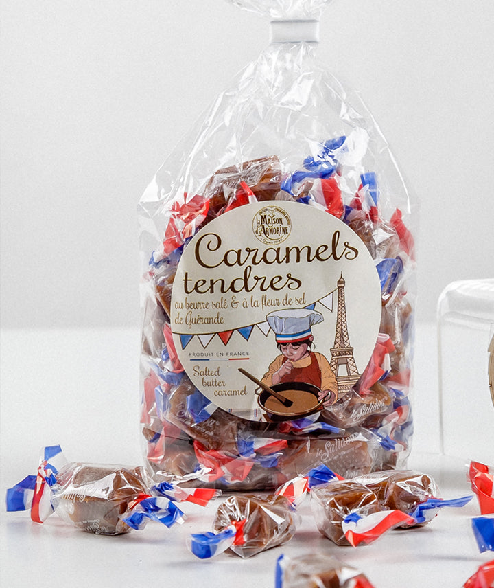 Sachet caramels beurre salé tricolore