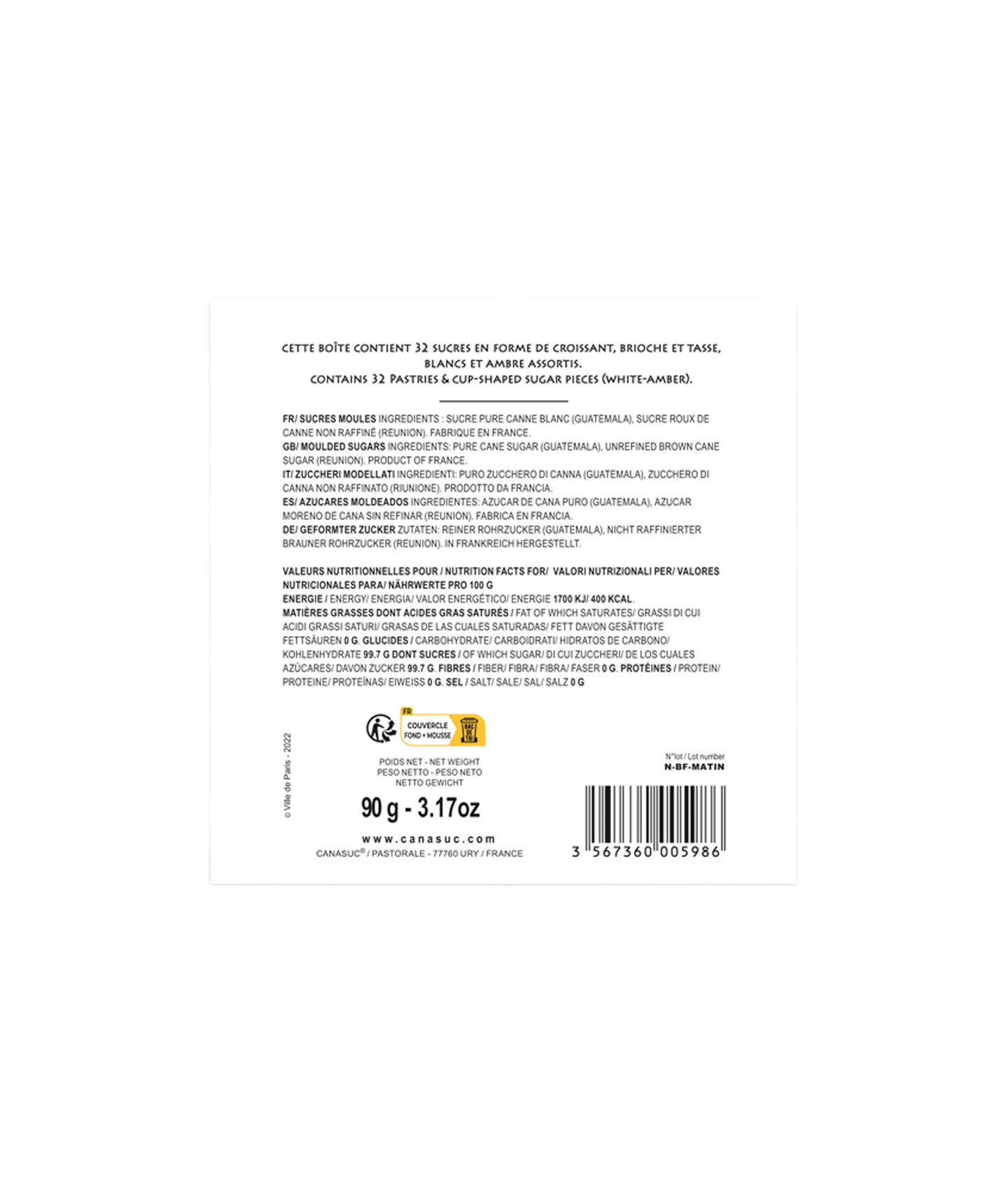 Coffret de sucres "Matin à Paris"