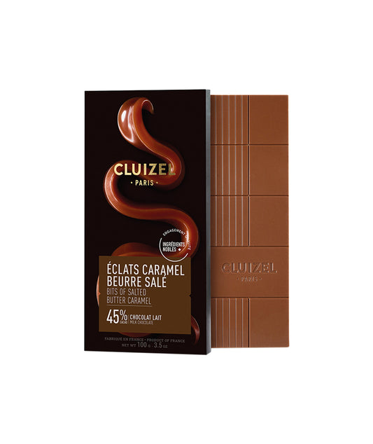 Tablette lait 45% éclats caramel beurre salé