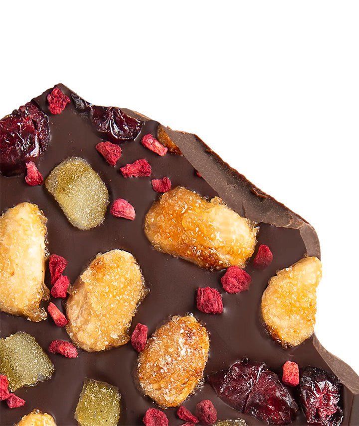 Tablette noir 72% framboise & cranberry
