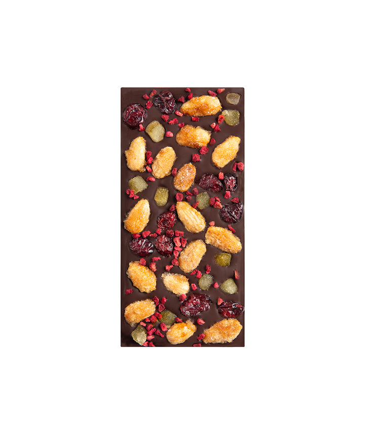 Tablette noir 72% framboise & cranberry