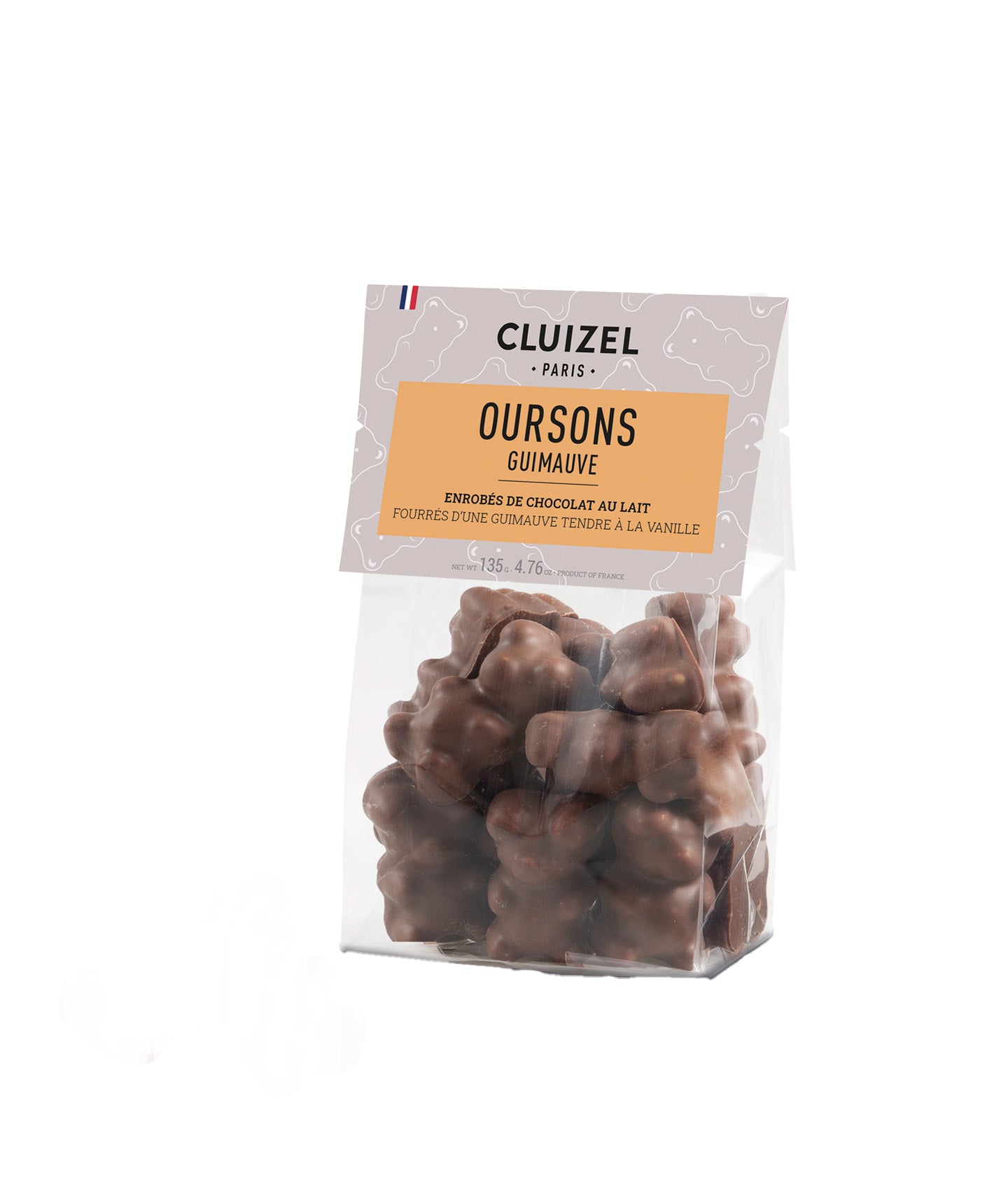 Sachet oursons guimauve au chocolat au lait