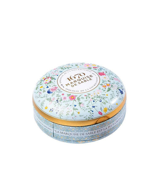 Sablés aux pépites de caramel beurre salé - Boite métal ronde Bouquet sauvage
