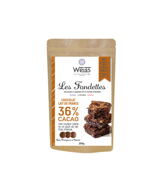 Fondettes - Sachet pastilles de chocolat au lait entier de France 36%