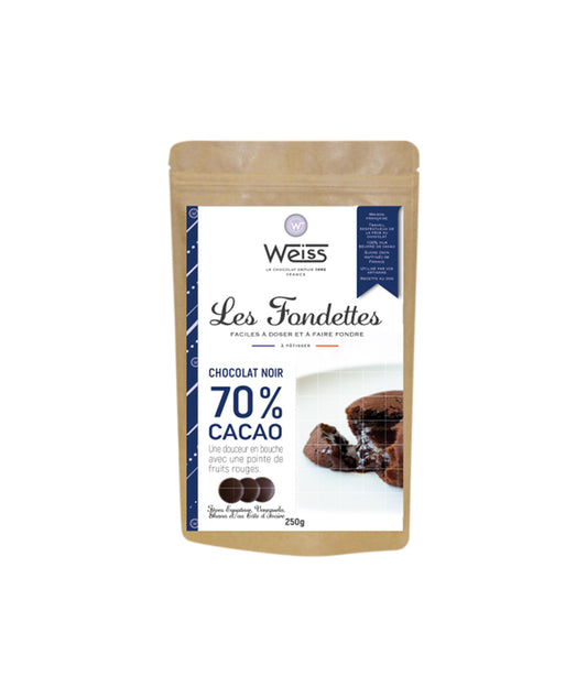 Fondettes - Sachet pastilles de chocolat noir Acarigua 70%