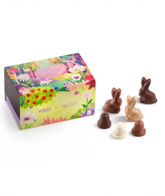 Ballotin Moulages Fourrés au chocolat de Pâques noir, lait et blond