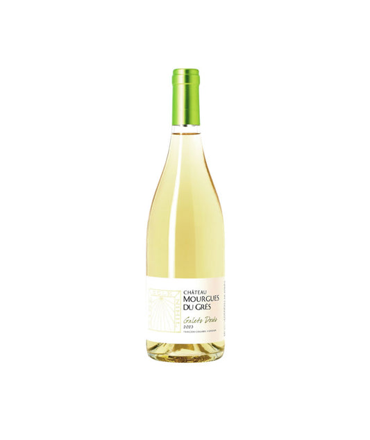 Château Mourgues du Grès - Galets Dorés 2023 - Costières de Nîmes Blanc - Rhône LA CAVE vue droite aux Galeries Lafayette Le Gourmet