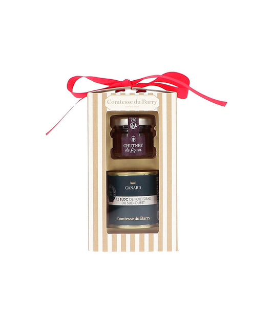 Coffret bloc de foie gras de canard et chutney de figues