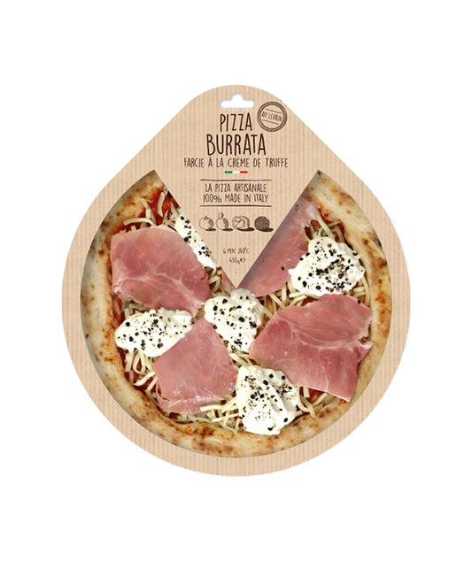 Pizza burrata à la truffe et jambon cuit vue face aux Galeries Lafayette Le Gourmet