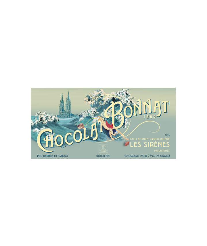 Tablette chocolat noir 75% cacao Les Sirènes