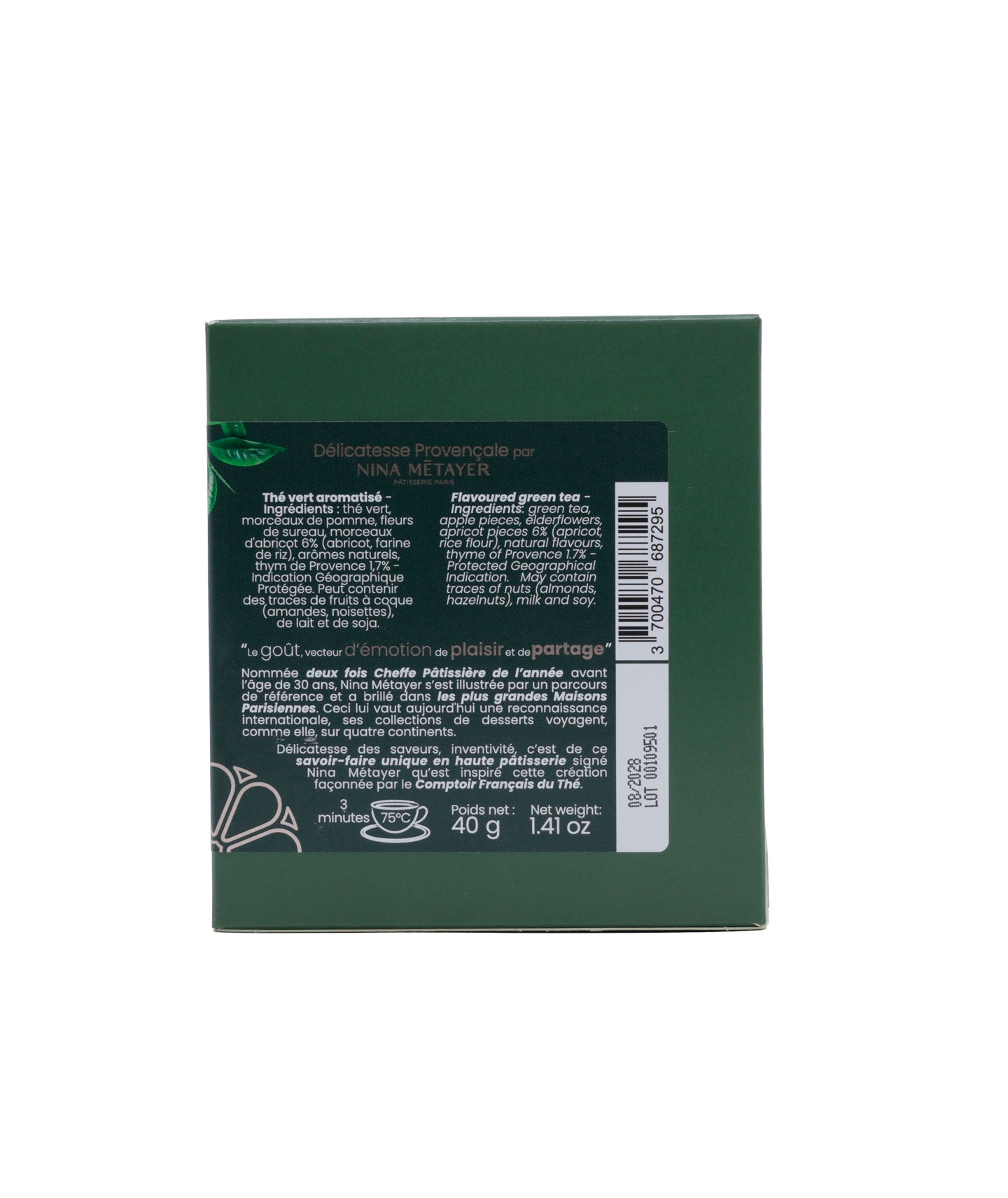 Thé vert à l'abricot Délicatesse Provençale par Nina Métayer - 20 sachets