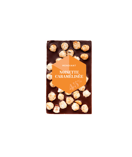 Tablette chocolat au lait mendiant noisettes caramélisées