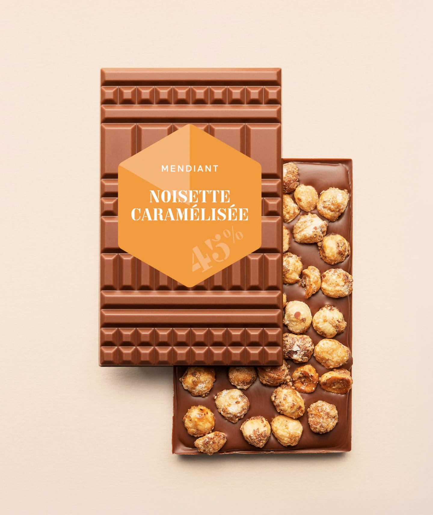 Tablette chocolat au lait mendiant noisettes caramélisées