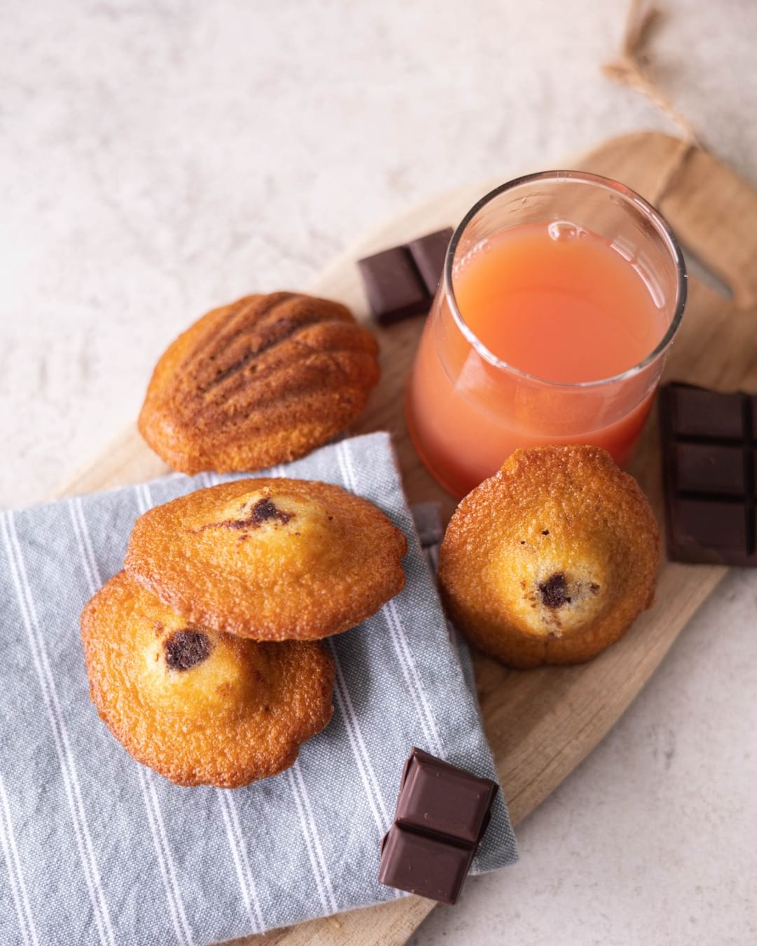 Madeleines nature marbrées chocolat
