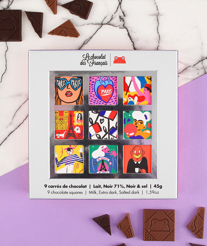 Coffret de 9 carrés de chocolat bio
