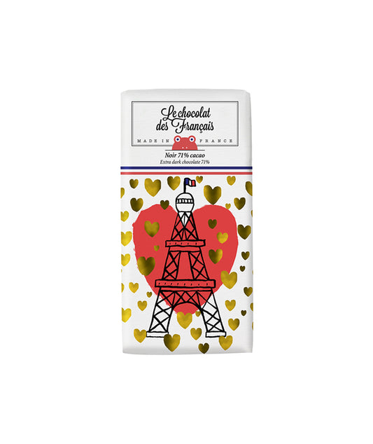 Tablette Tour Eiffel cœur noir 71% bio