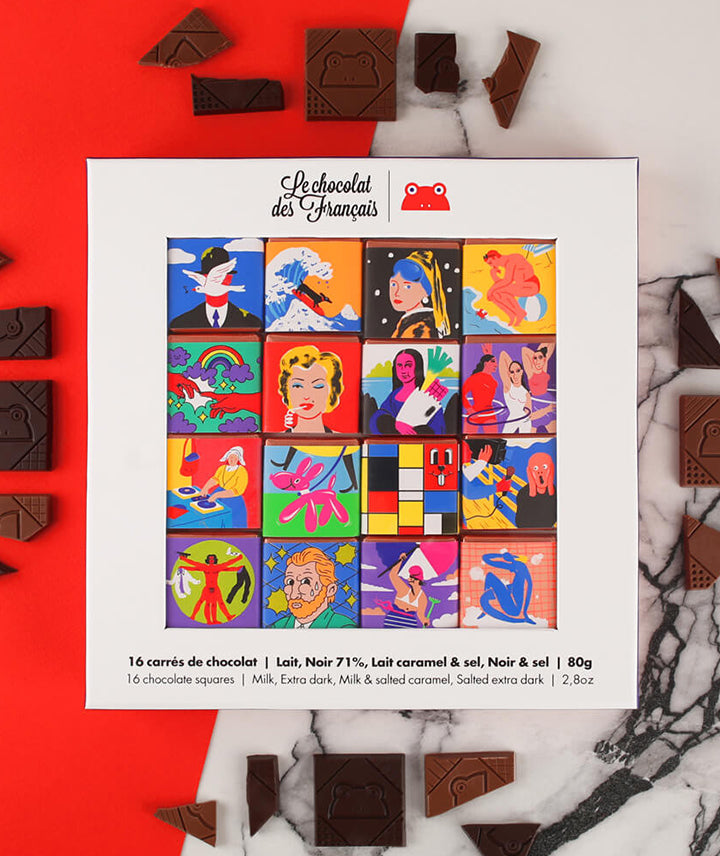 Coffret Art de 16 carrés de chocolat bio