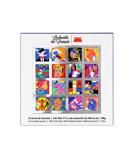 Coffret Art de 16 carrés de chocolat bio