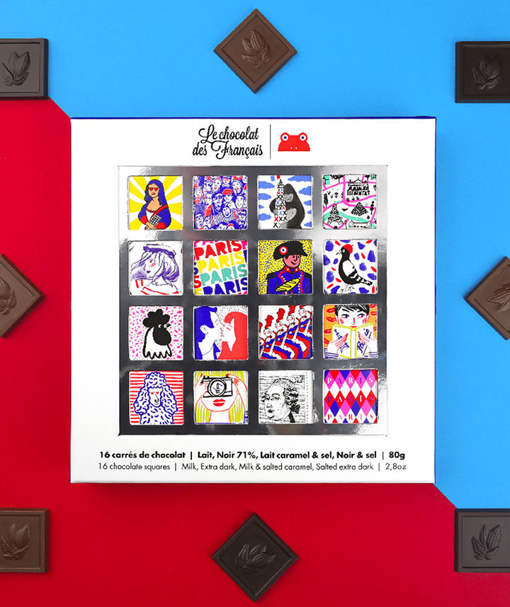 Coffret Paris de 16 carrés de chocolat bio