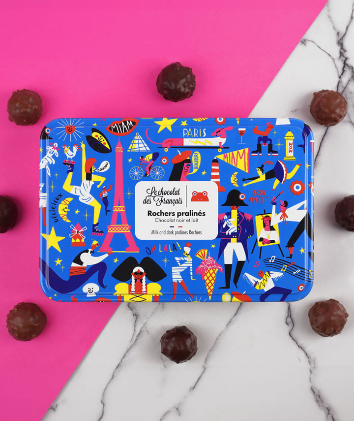 Coffret 15 rochers pralinés lait et noir
