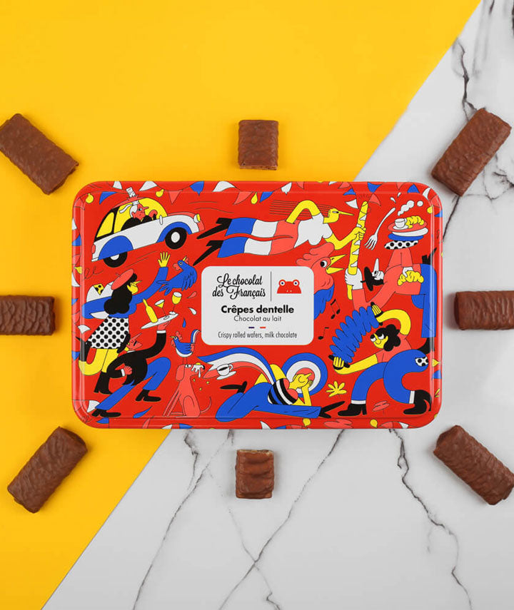Boite de 18 crêpes dentelles au chocolat au lait