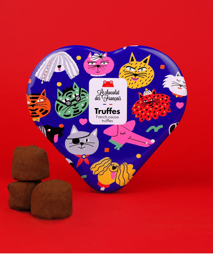 Coffret métal de 12 truffes au chocolat noir