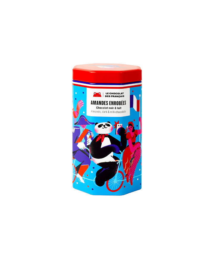 Amandes enrobées de chocolat noir et lait - Boîte Panda