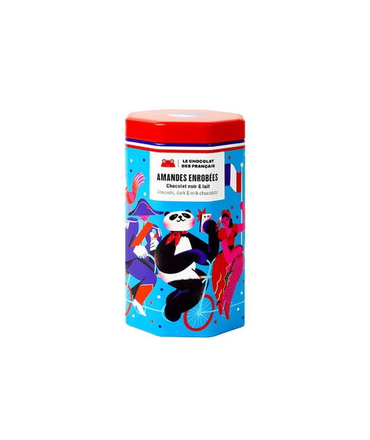 Amandes enrobées de chocolat noir et lait - Boîte Panda