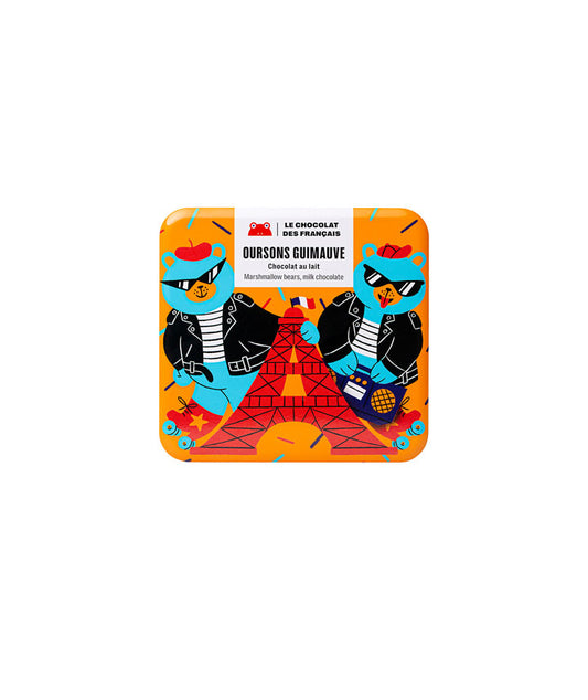 Coffret métal de 6 oursons guimauve chocolat au lait