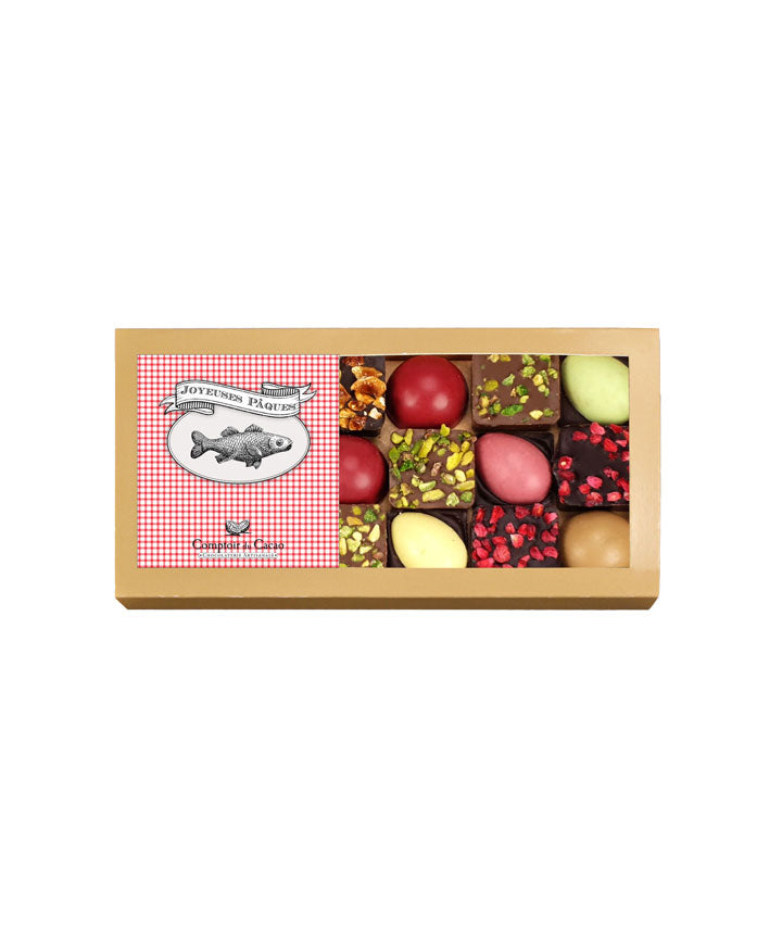 Coffret de Pâques de chocolat pralinés feuilletés
