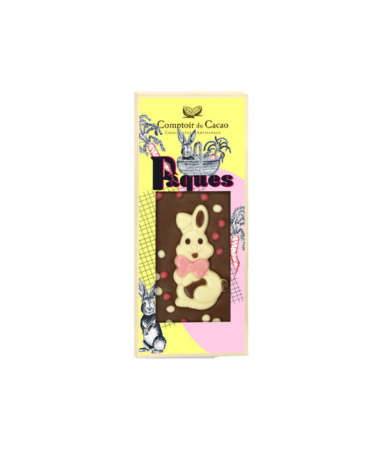 Tablette de Pâques au chocolat lait avec lapin 90g