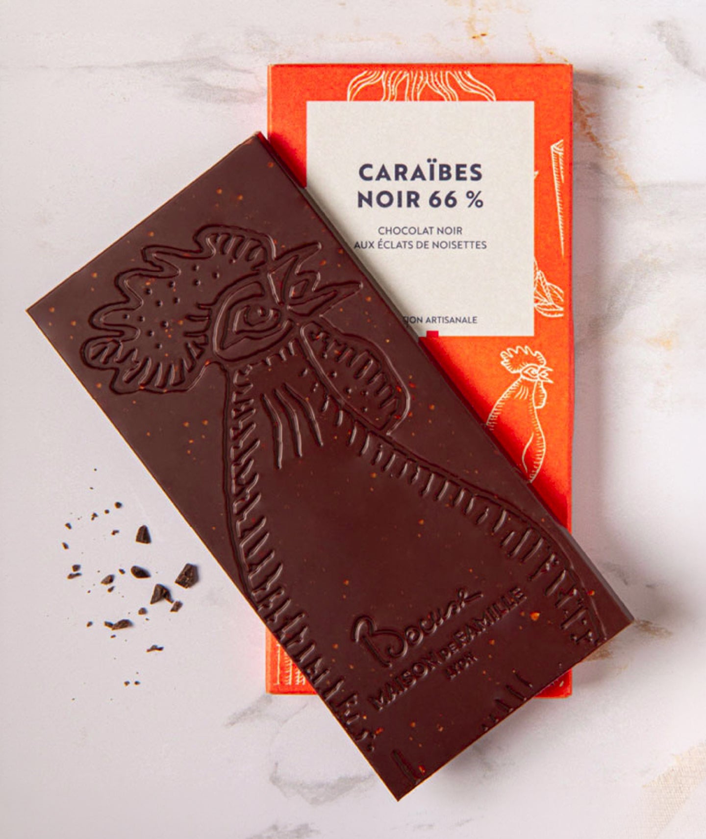 Tablette chocolat noir Caraïbes et noisettes 66%