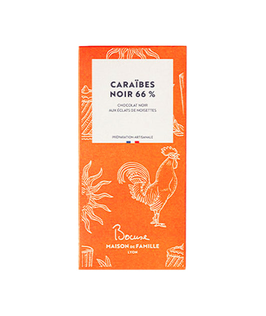 Tablette chocolat noir Caraïbes et noisettes 66%