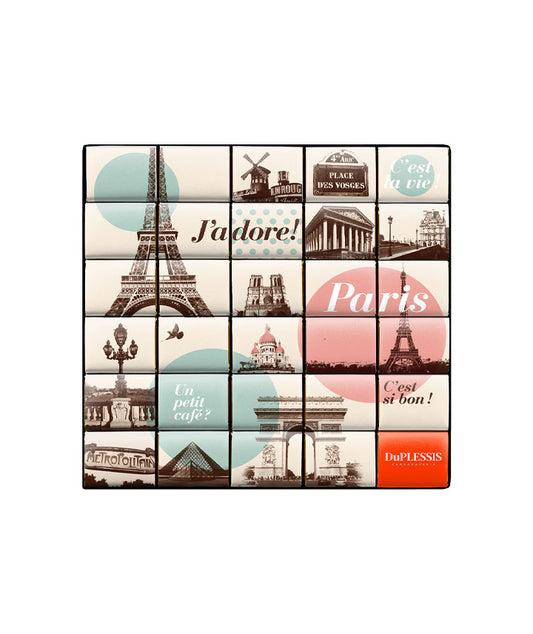 Napolitains "Paris c'est la vie" - 30 chocolat au lait vue face aux Galeries Lafayette Le Gourmet
