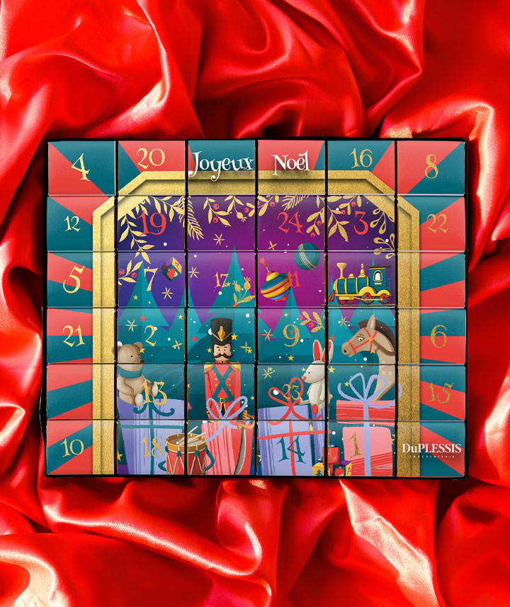 Coffret de 36 napolitains noirs - Vitrine de Noël "Joyeux Noël"