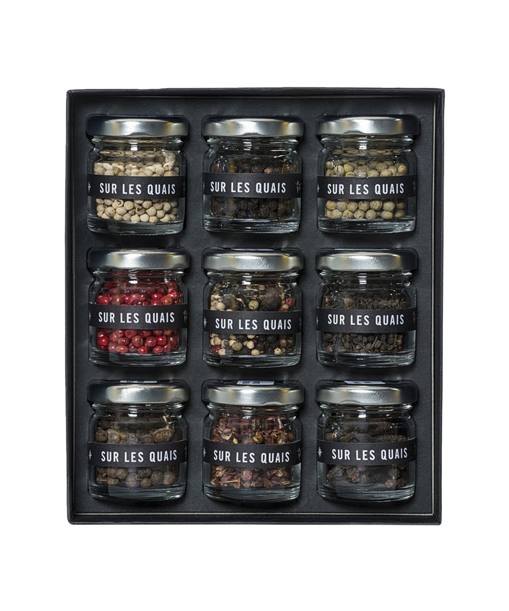 Coffret découverte de 9 poivres du monde