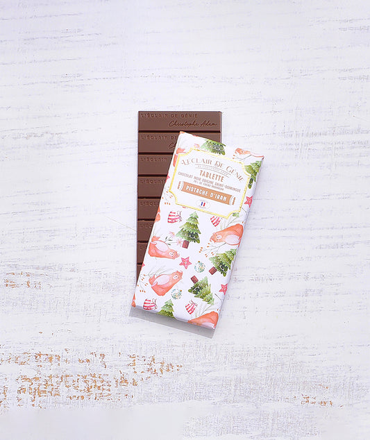 Tablette Noël chocolat noir Pistache d'Iran