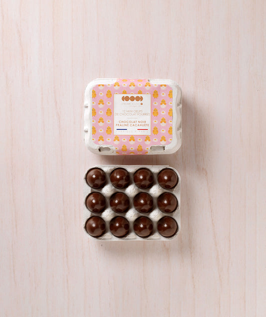 12 mini oeufs au chocolat blanc noir et cacahuète