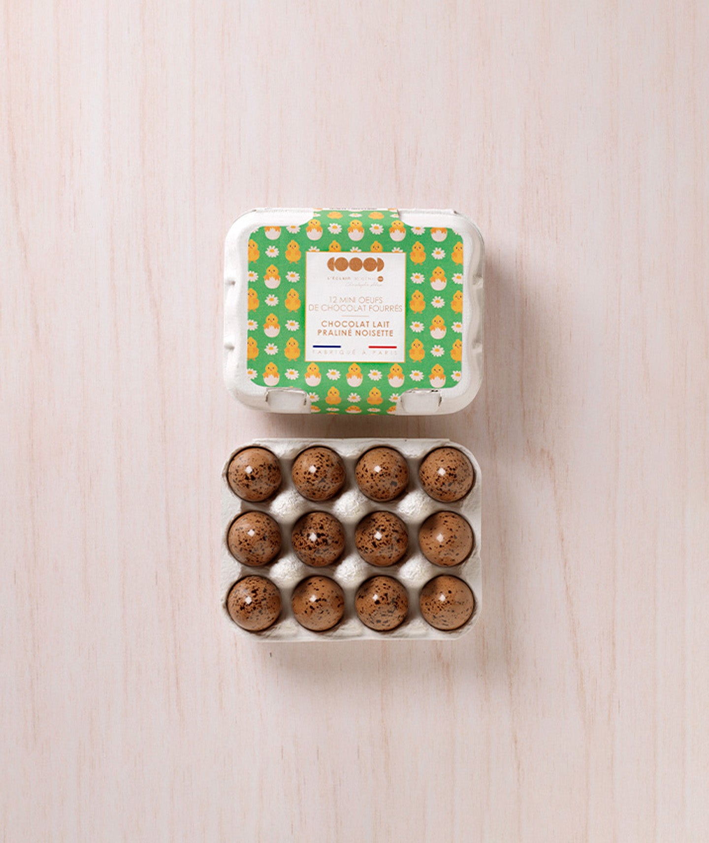 12 mini oeufs au chocolat au lait et noisette