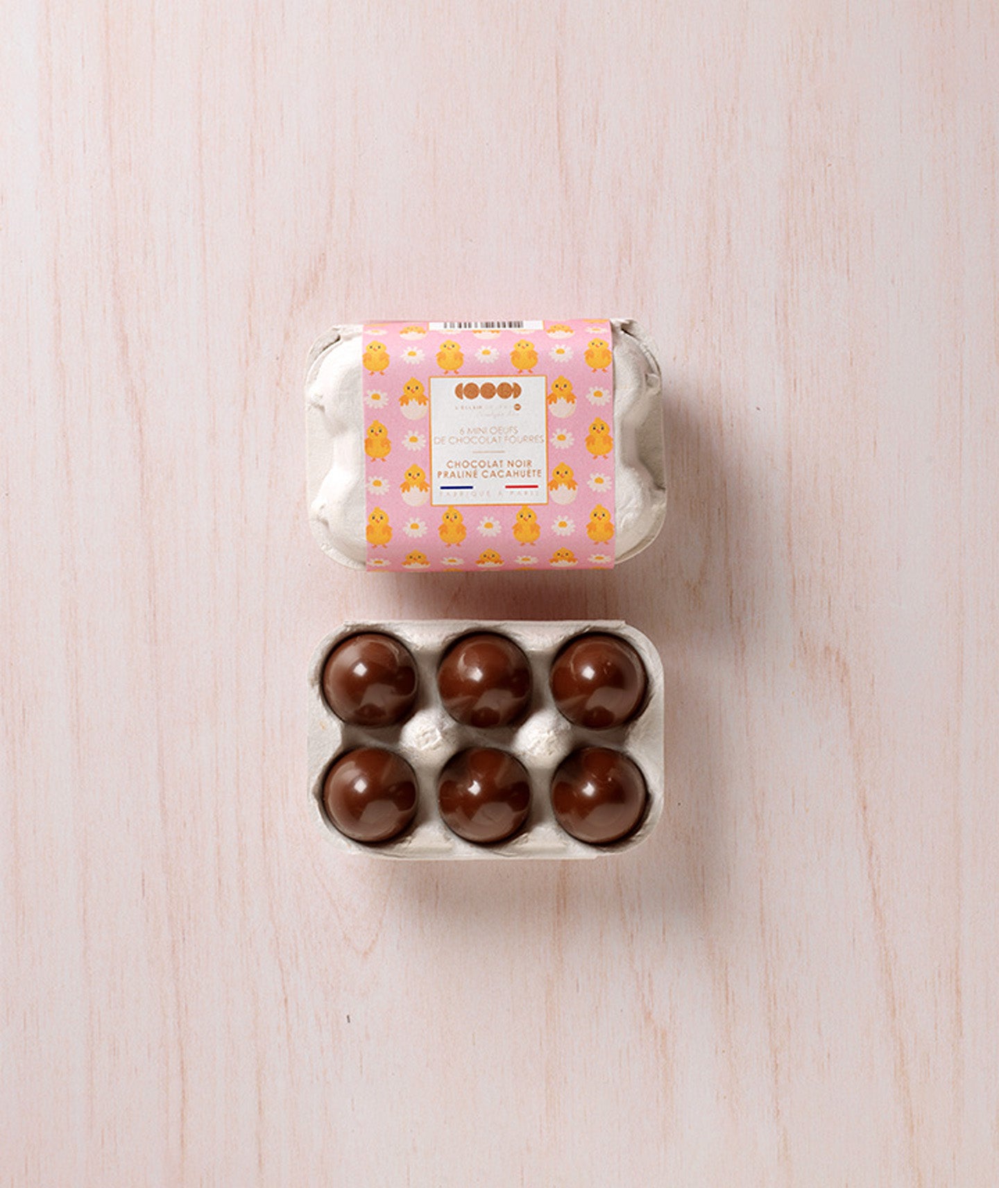 6 mini oeufs au chocolat noir et cacahuète