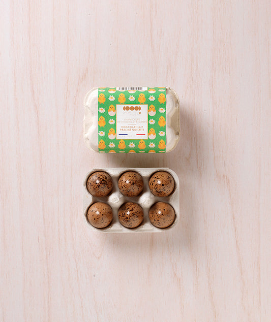 6 mini oeufs au chocolat au lait et noisette