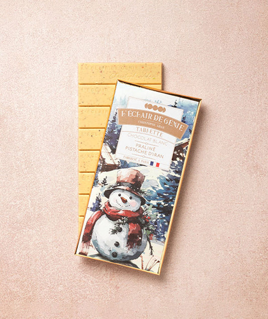 Tablette chocolat blanc et praliné pistache d'Iran
